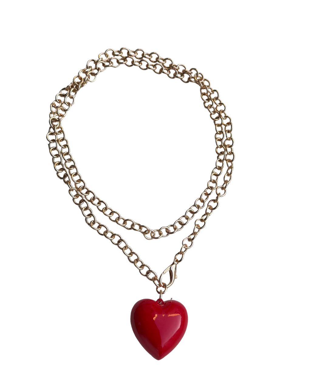 Red Heart Gold Chain Necklace