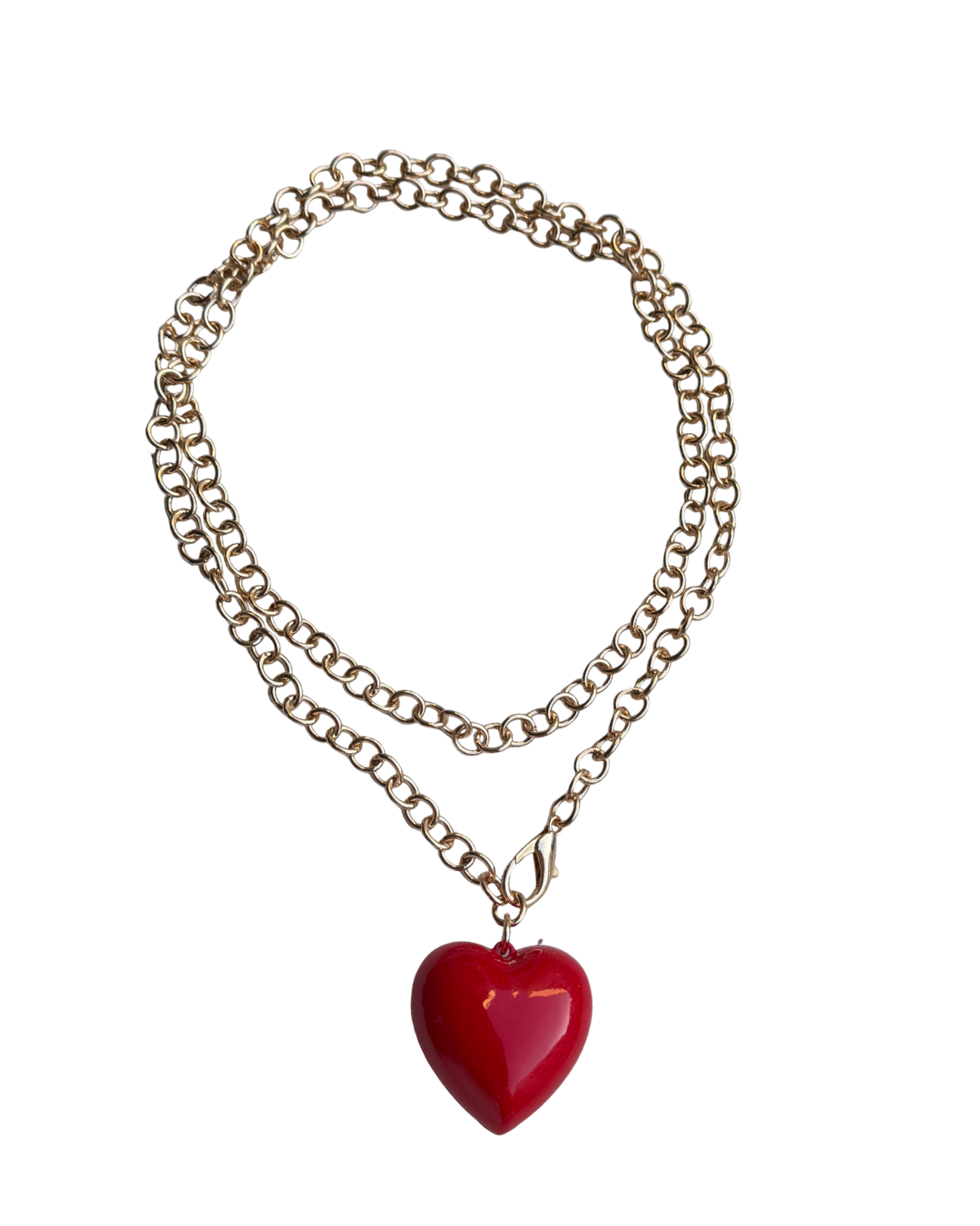 Red Heart Gold Chain Necklace