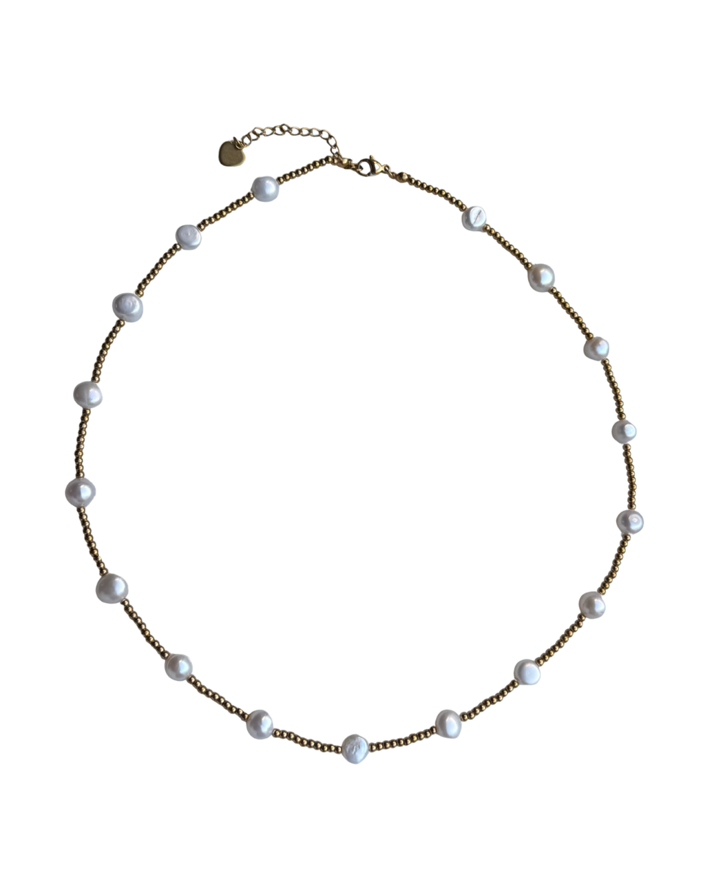 Gold Beaded Pearl Necklace