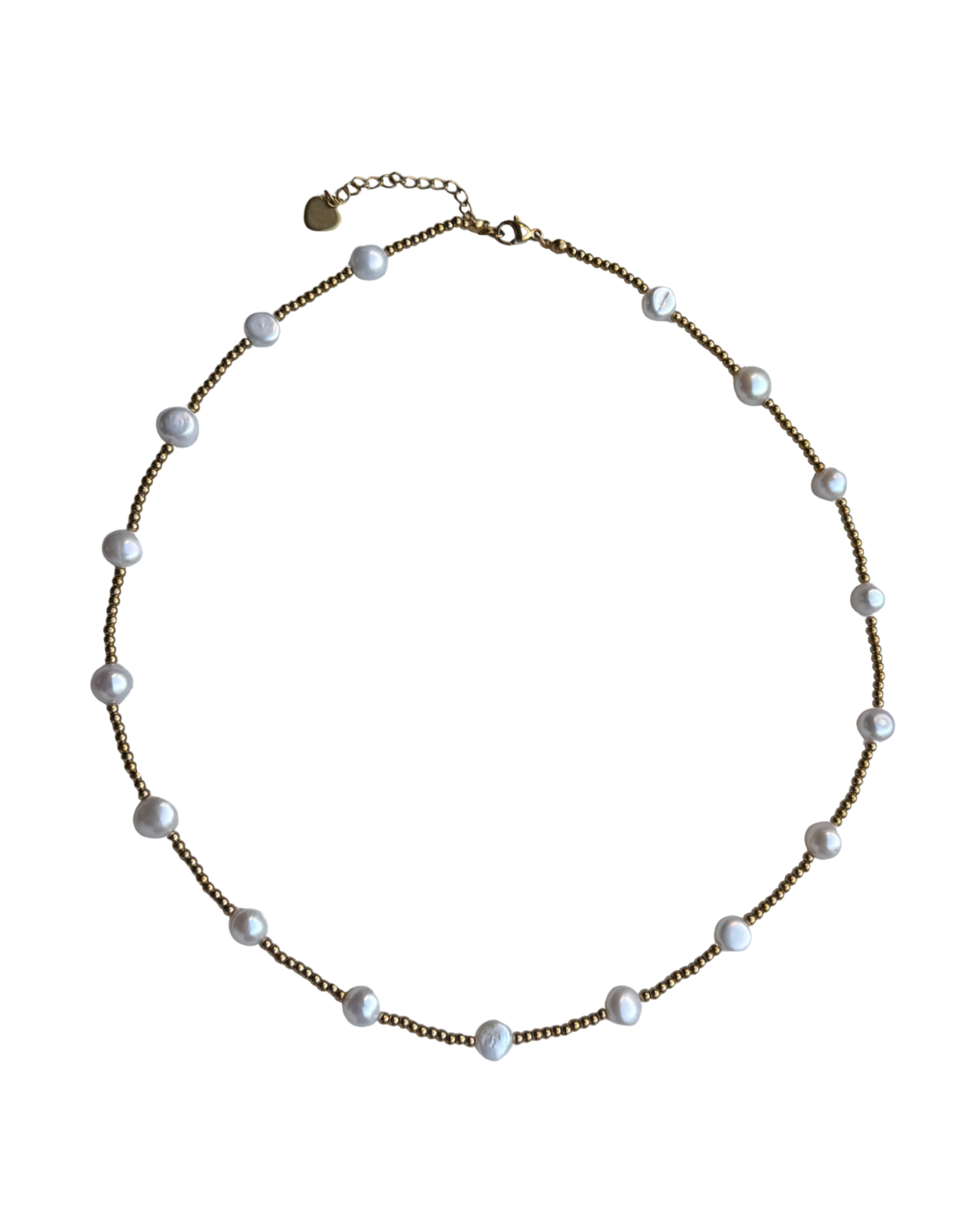 Gold Beaded Pearl Necklace