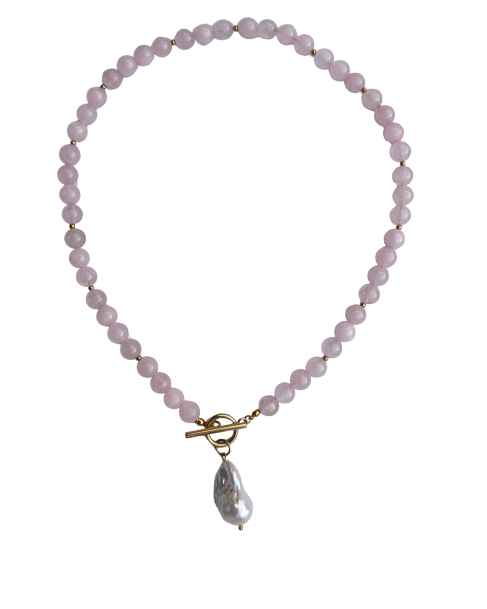 Pink Lemonade Drop Pearl Necklace