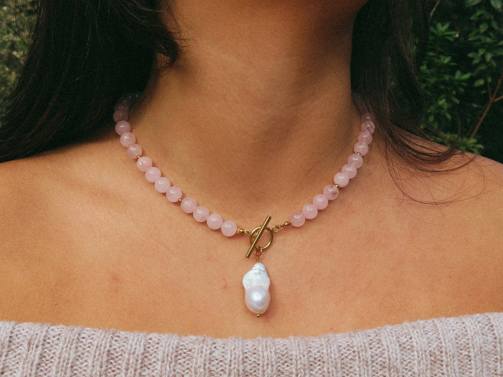 Pink Lemonade Drop Pearl Necklace