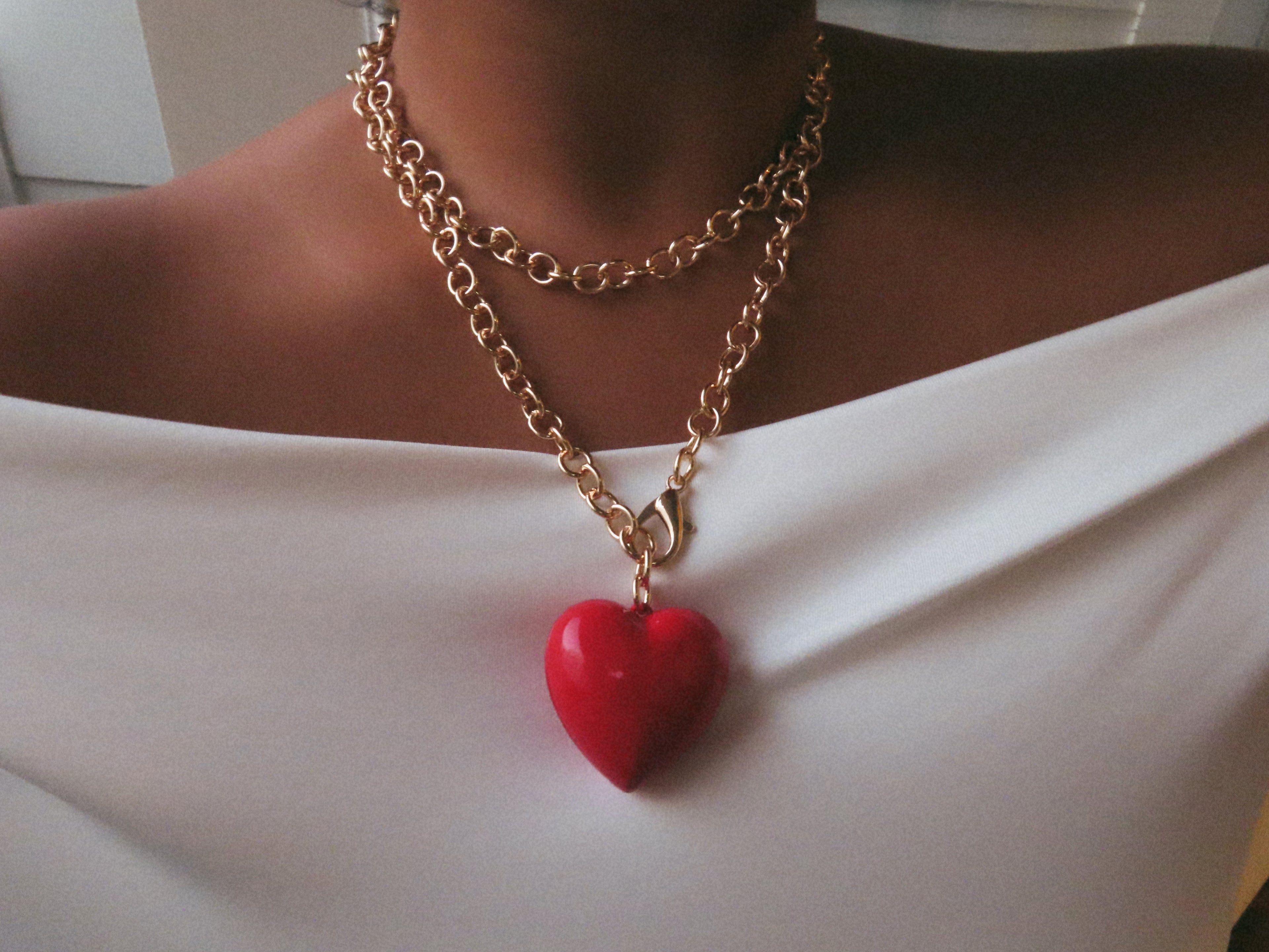 Red Heart Gold Chain Necklace