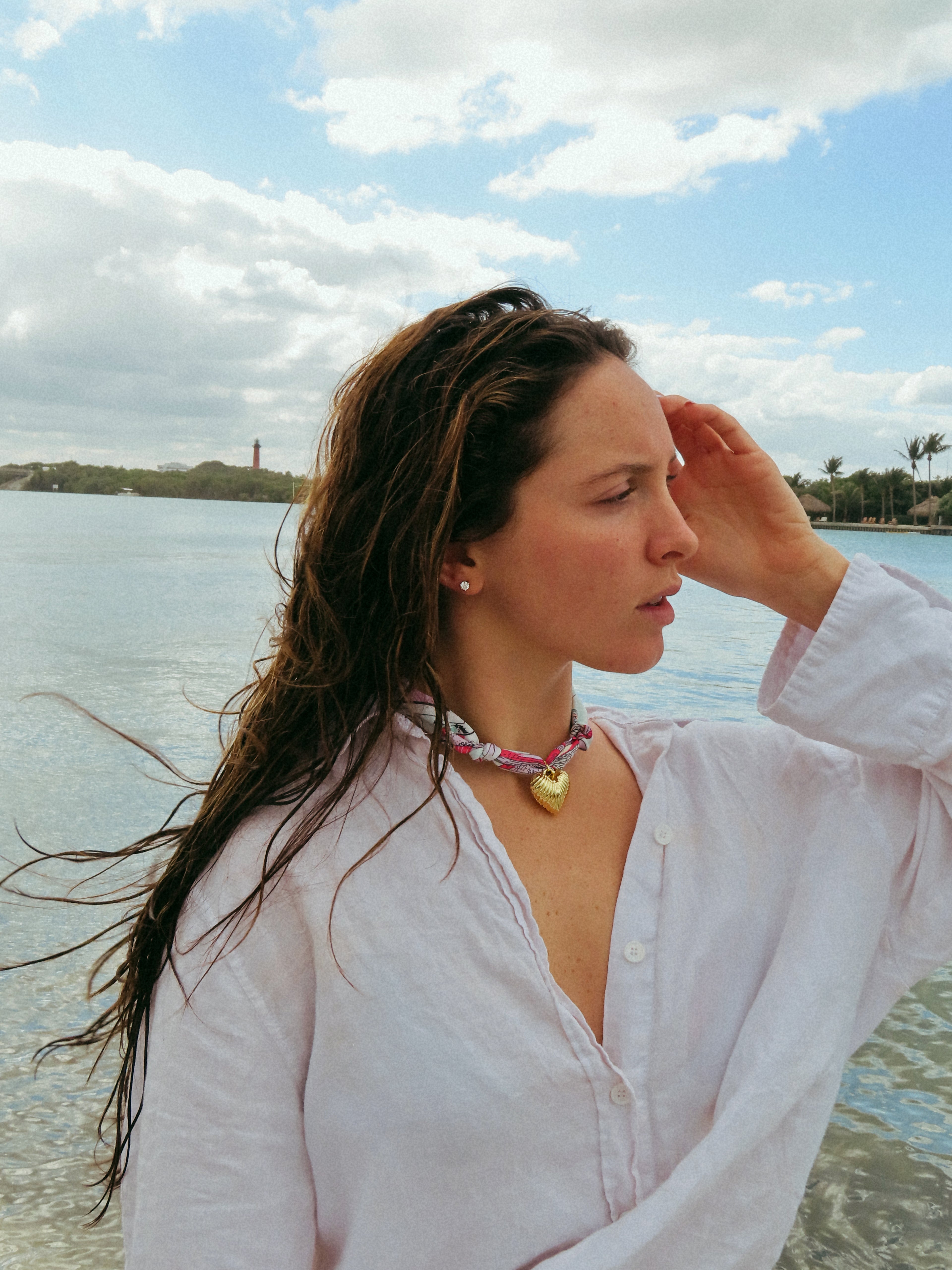 Shoreline Scarf Necklace – Pastel Tide